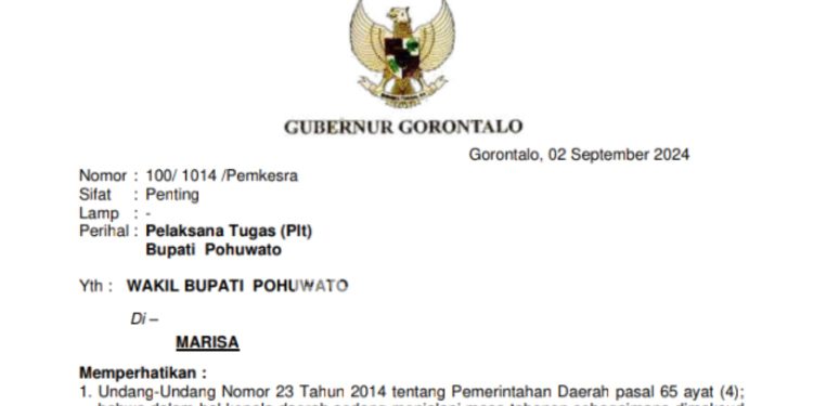 Wakil Bupati Suharsi Igirisa Resmi Jalankan Tugas sebagai Plt Bupati Pohuwato