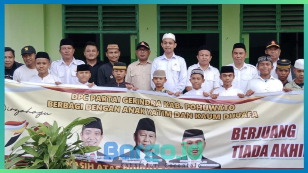 Milad Ke-17, DPC Gerindra Pohuwato Santuni Anak Yatim dan Dhuafa di Ponpes Hidayatullah