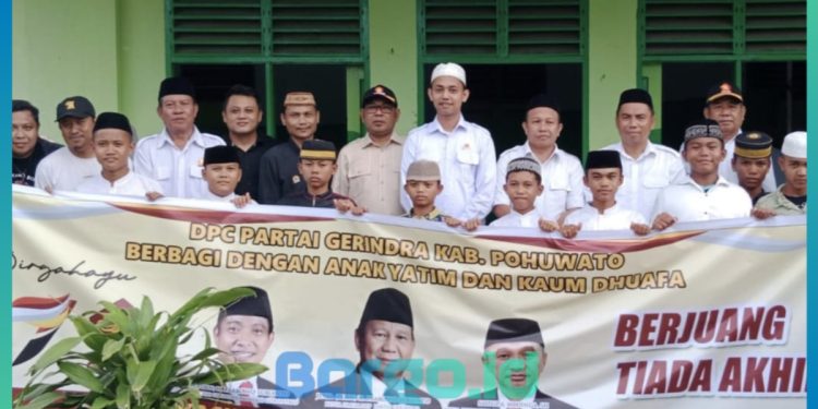 Milad Ke-17, DPC Gerindra Pohuwato Santuni Anak Yatim dan Dhuafa di Ponpes Hidayatullah