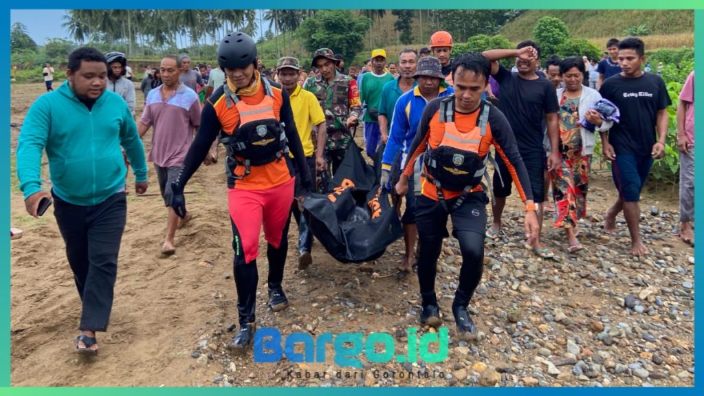 Babinsa Koramil 1314-01/Kwandang dan Tim SAR Temukan Jasad Warga yang Hanyut di Sungai Bualemo