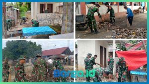 Tingkatkan Kebersihan Lingkungan, Kodim 1313/Pohuwato Gelar Karya Bakti di Tiga Lokasi Berbeda