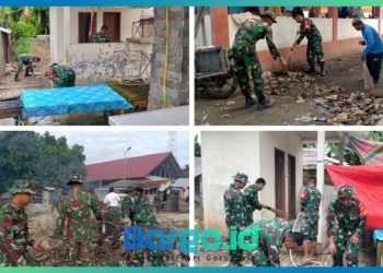 Tingkatkan Kebersihan Lingkungan, Kodim 1313/Pohuwato Gelar Karya Bakti di Tiga Lokasi Berbeda