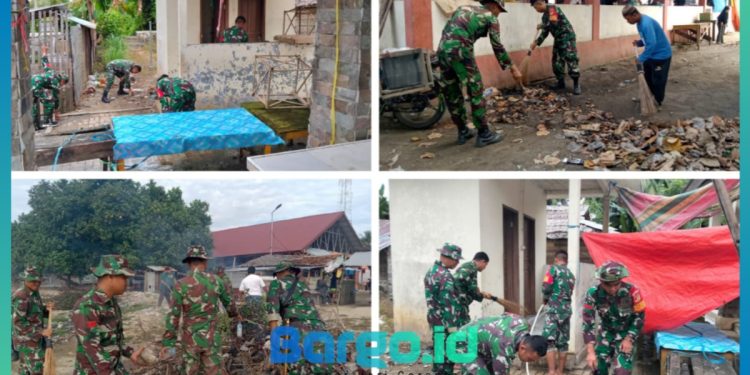 Tingkatkan Kebersihan Lingkungan, Kodim 1313/Pohuwato Gelar Karya Bakti di Tiga Lokasi Berbeda
