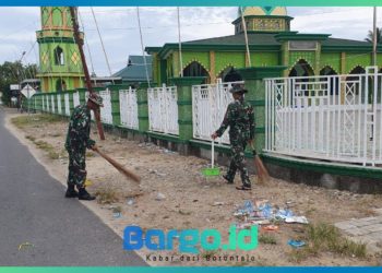 Sambut Idul Fitri, Kodim 1313/Pohuwato Gelar Karya Bakti Bersihkan Masjid di Berbagai Wilayah
