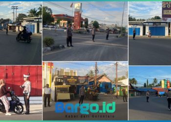 Wujudkan Tertib Lalu Lintas, Polres Pohuwato Gelar Strong Point di Beberapa Titik Strategis