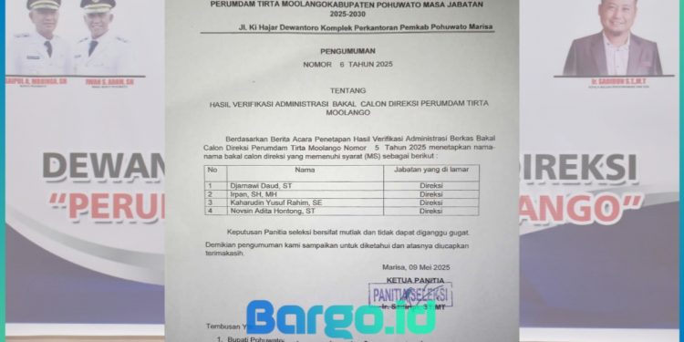 Empat Calon Direksi PERUMDAM Tirta Moolango Lolos Seleksi Administrasi, Siap Ikuti Tahap Lanjutan