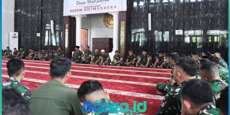 Sambut HUT ke-67 Kodam XIII/Merdeka, Korem 133/Nani Wartabone Gelar Doa Bersama Lintas Agama