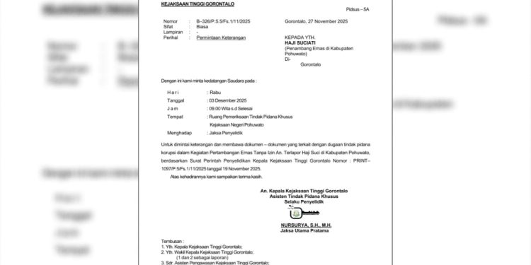 Nama Haja Suci Masuk Radar Kejati Gorontalo, Diduga Rugikan Negara Miliaran Rupiah